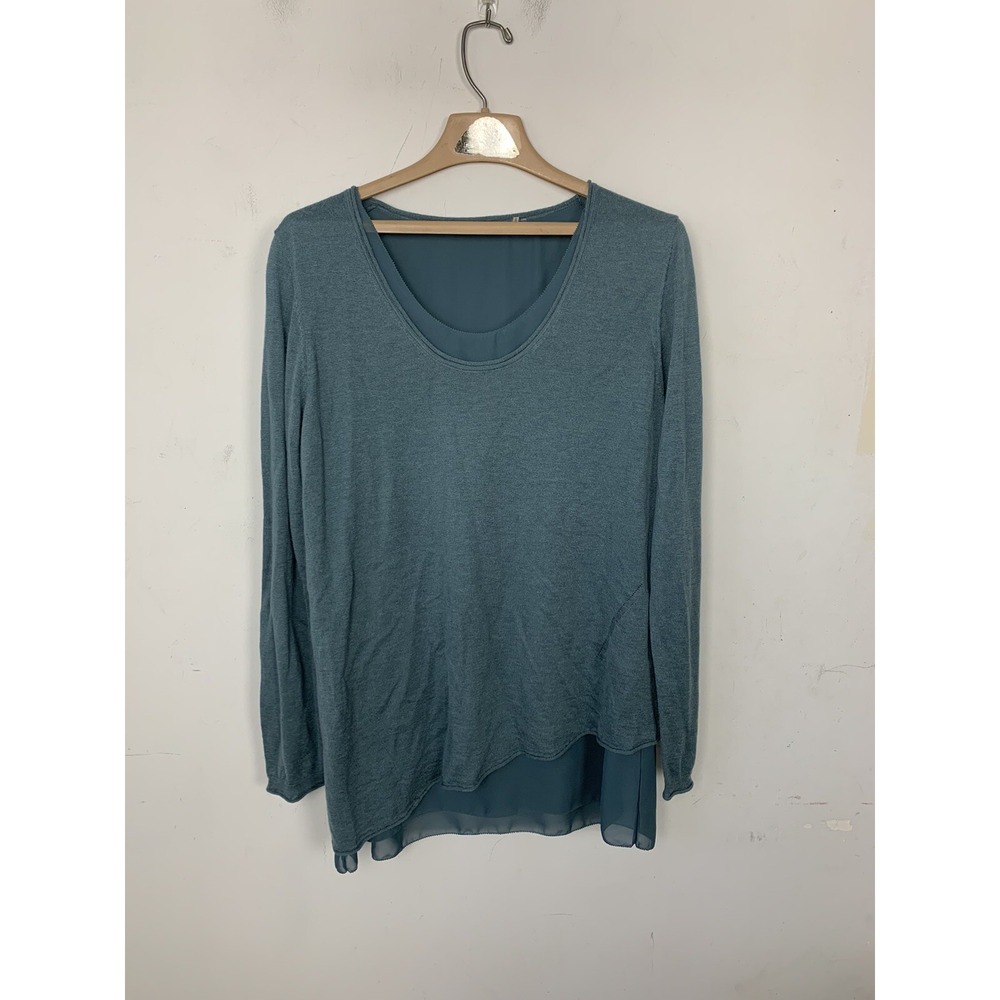 Soft‎ Surroundings Women Sweater Medium Green Wool Alpaca Lounge Cozy Lagenlook